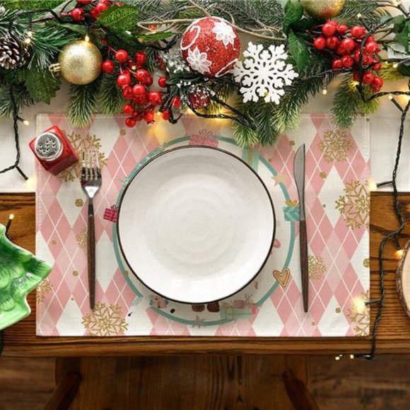 Nutcracker Placemats Christmas Decor Set 4 Pink Xmas Holiday Table Decorations - Picture 6 of 14